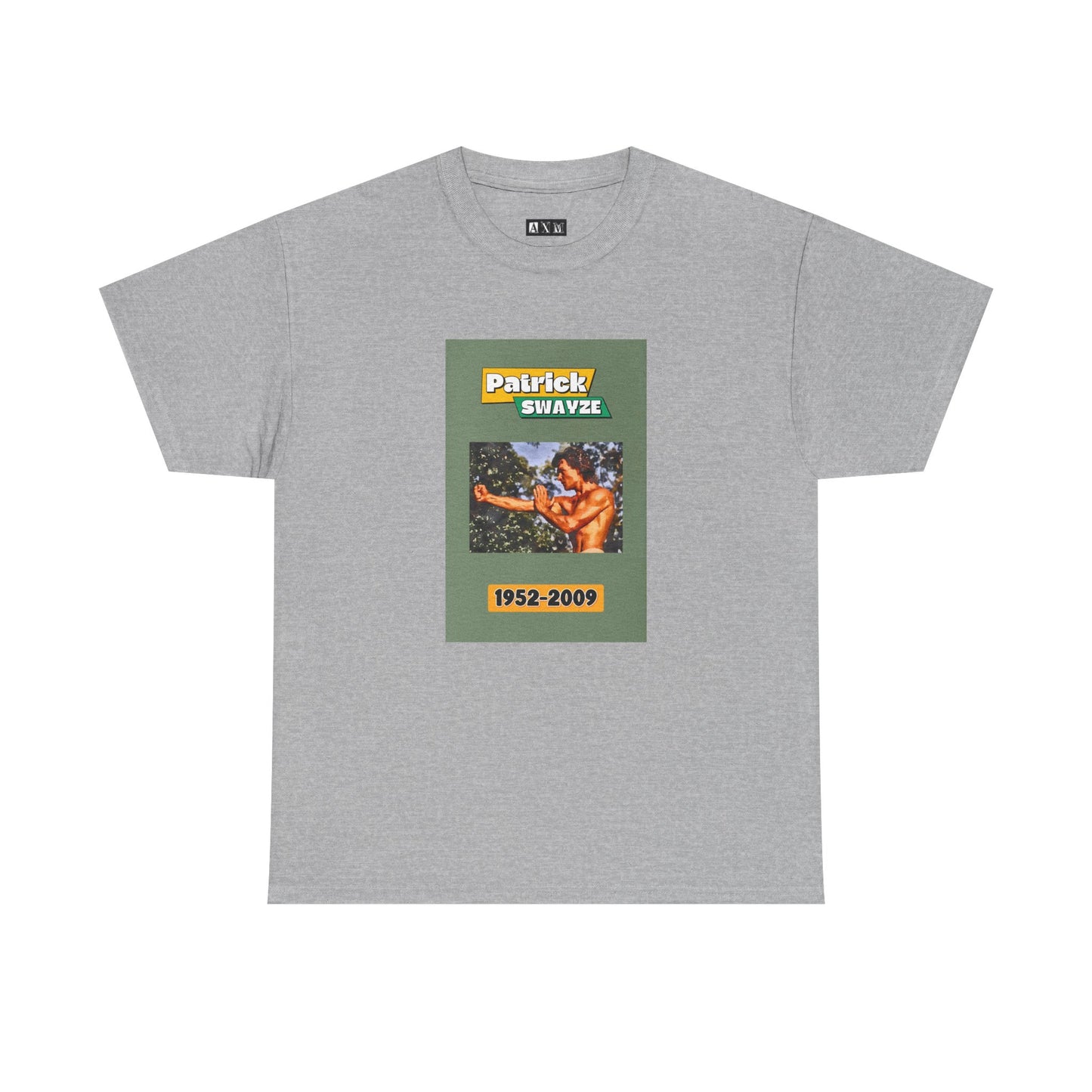 Patrick Swayze unisex heavyweight tee shirt which captures raw strength and timeless charisma. Bold, iconic, and unforgettable, it’s more than a tee shirt—it’s a tribute to one of the most popular actors of the 1980’s.