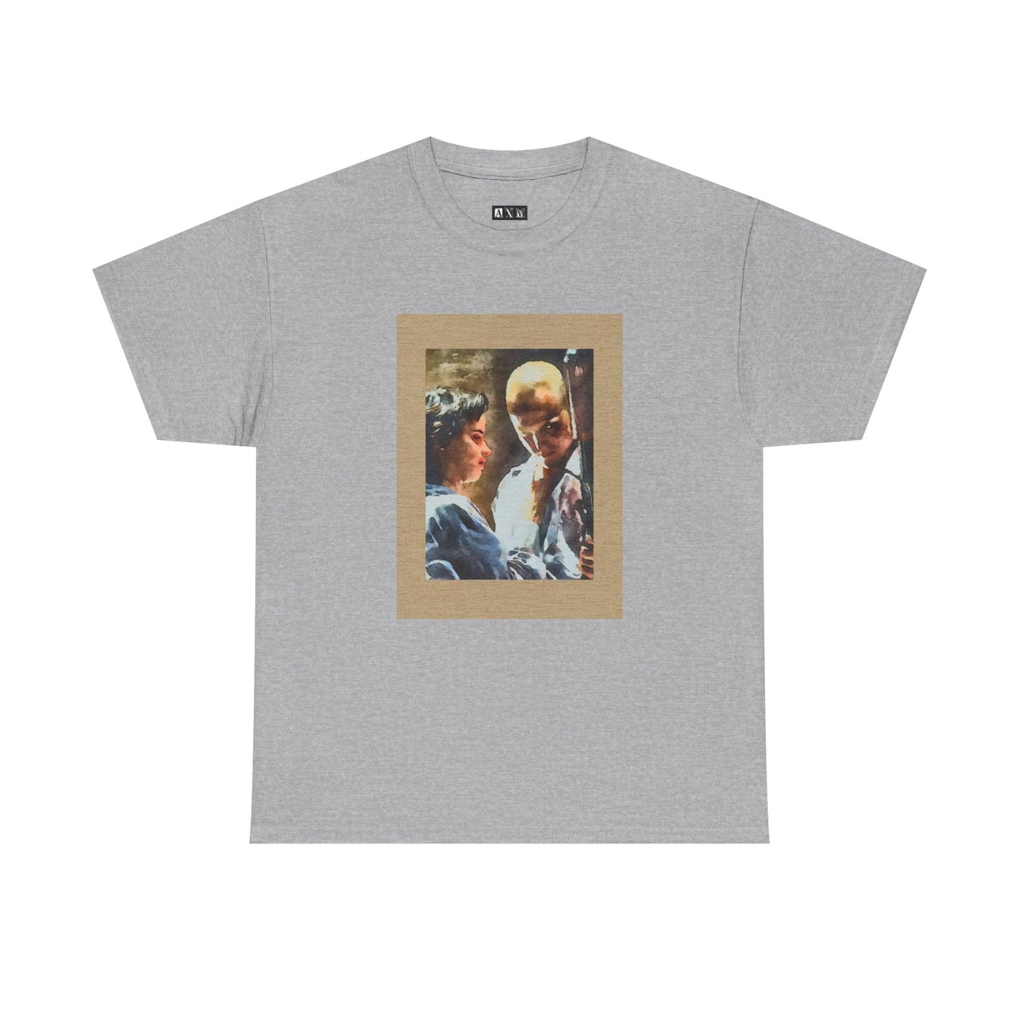 Woody Harrelson and Juliet Lewis black unisex heavyweight tee shirt featuring “Mickey & Mallory” from “Natural Born Killers .” A haunting ode to rebellion, love, and chaos—wear the drama, embody the mayhem.